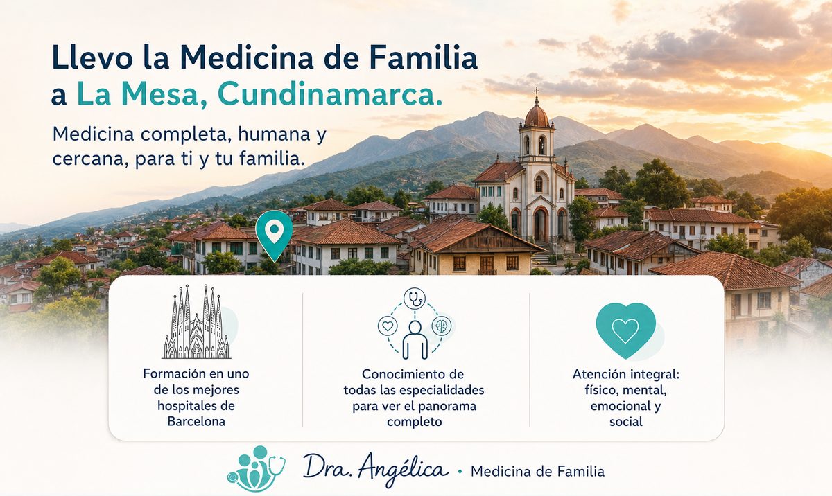 Formación en Barcelona y consultorio en La Mesa, Cundinamarca.